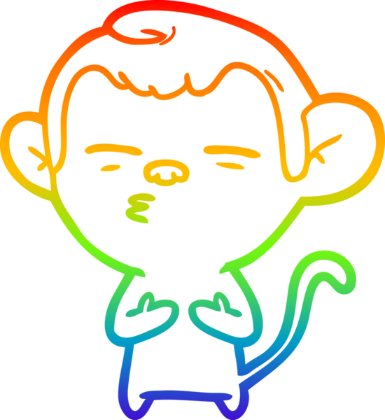 Gökkuşağı gradyan çizgi çizimi Bir insan tarafından çizilmiş şüpheli maymun