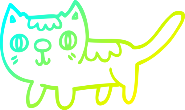 Bir insan tarafından çizilmiş küçük bir kedinin soğuk gradyan çizgisi