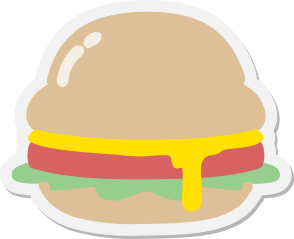 Bir insan tarafından çizilmiş lezzetli bir hamburger etiketi.