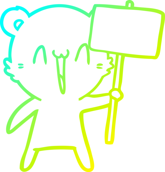 Bir insan tarafından çizilen mutlu ayı karikatürünün soğuk gradyanı.