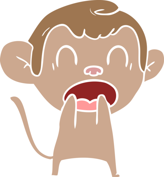 Bir insan tarafından çizilmiş düz renkli çizgi film maymunu