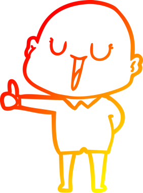 Bir insan tarafından çizilmiş mutlu, kel bir adamın sıcak çizgi çizimi.