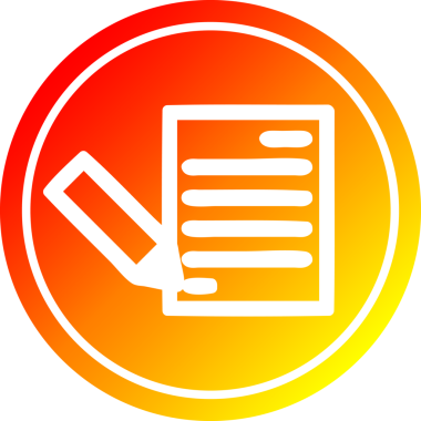 bir insan tarafından çizilmiş doküman ve kalem dairesel simgesi