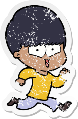 Bir insan tarafından çizilmiş mutlu bir çocuğun sıkıntılı çıkartması.