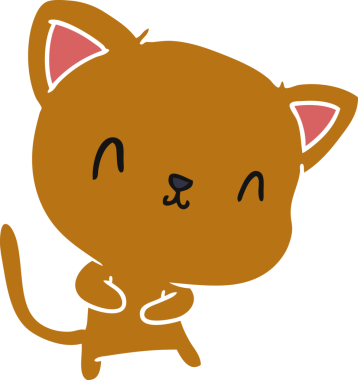 Bir insan tarafından çizilmiş sevimli kawai kedisinin çizgi film çizimi