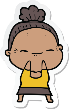 Bir insan tarafından çizilmiş barışçıl yaşlı bir kadının çıkartması.