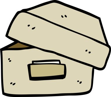 Bir insan tarafından çizilmiş karalama tarzı eski bir dosya kutusu.