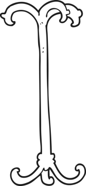 Bir insan tarafından çizilmiş siyah beyaz manto standı.