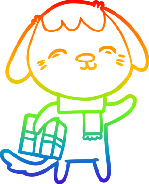 gökkuşağı gradyan çizimi Mutlu bir çizgi köpek çizimi Bir insan tarafından çizilmiş