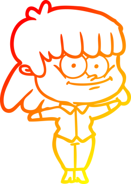 Bir insan tarafından çizilmiş gülümseyen çizgi film kızı çizimi.