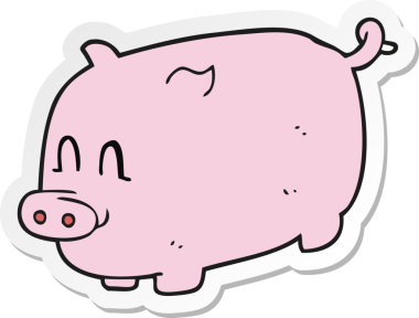 Bir insan tarafından çizilmiş bir domuzun çıkartması.