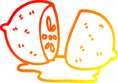 Bir insan tarafından çizilmiş dilimlenmiş limon çizimi.