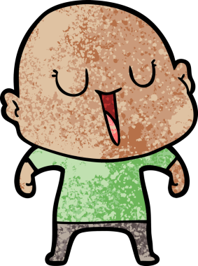 Bir insan tarafından çizilmiş mutlu, kel adam.