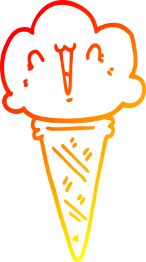 Bir insan tarafından çizilmiş karikatür dondurmasının sıcak çizgi çizimi