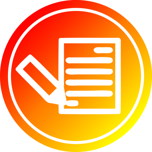 bir insan tarafından çizilmiş doküman ve kalem dairesel simgesi