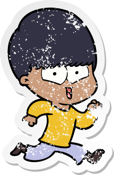 Bir insan tarafından çizilmiş mutlu bir çocuğun sıkıntılı çıkartması.