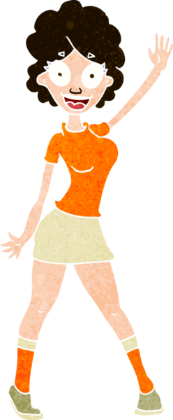 Bir insan tarafından çizilmiş çizgi film kadını.