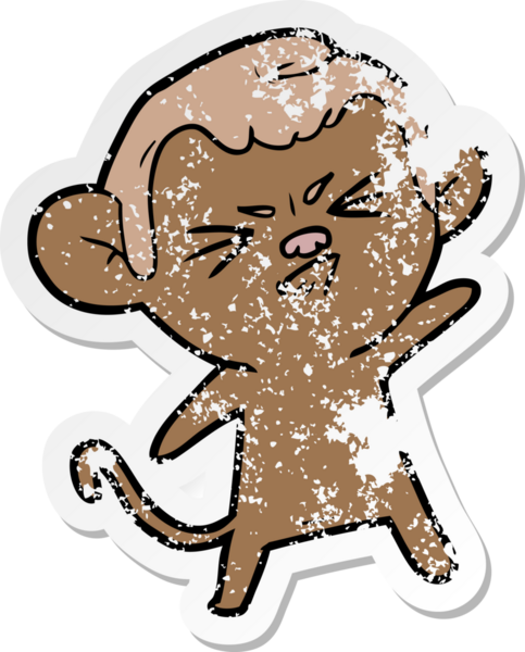 Bir insan tarafından çizilmiş kızgın bir maymunun sıkıntılı çıkartması.