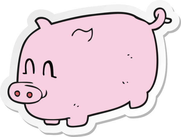 Bir insan tarafından çizilmiş bir domuzun çıkartması.