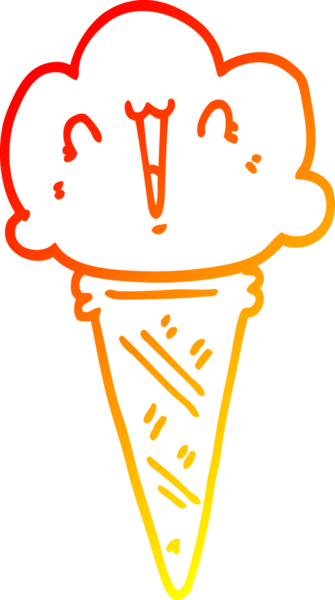 Bir insan tarafından çizilmiş karikatür dondurmasının sıcak çizgi çizimi