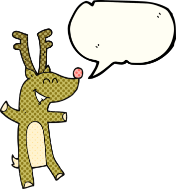 Bir insan tarafından çizilmiş serbest çizilmiş çizgi roman konuşma balonu ren geyiği.