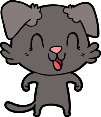 Bir insan tarafından çizilmiş gülen çizgi film köpeği.