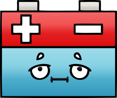 Bir insan tarafından çizilmiş bir araba aküsünün gölgelenmiş karikatürü