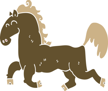 Bir insan tarafından çizilmiş düz renkli çizgi film aygırı