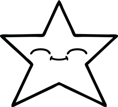 Bir insan tarafından çizilmiş altın yıldızın çizgi çizimi.