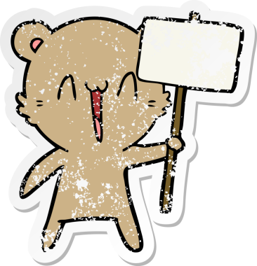 Bir insan tarafından çizilmiş mutlu ayı karikatürünün sıkıntılı çıkartması.