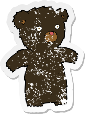 Bir insan tarafından çizilmiş karikatür kara ayısının gerilmiş çıkartması.