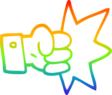 gökkuşağı gradyan çizgi çizimi bir insan tarafından çizilmiş yumruk karikatürü