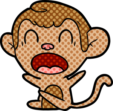 Bir insan tarafından çizilmiş bağıran çizgi maymun.