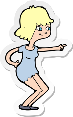 Bir insan tarafından çizilmiş çizgi film kızına ait etiket.