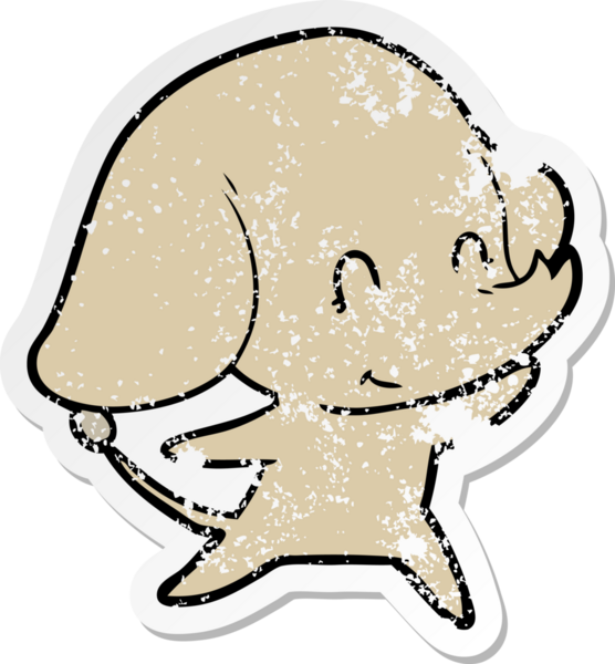 Bir insan tarafından çizilmiş şirin bir filin sıkıntılı çıkartması