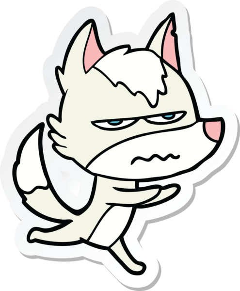 Bir insan tarafından çizilmiş kızgın bir kurdun çıkartması.