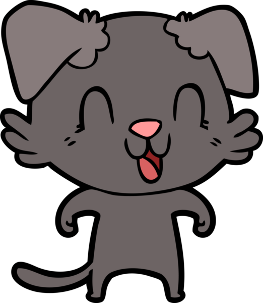 Bir insan tarafından çizilmiş gülen çizgi film köpeği.