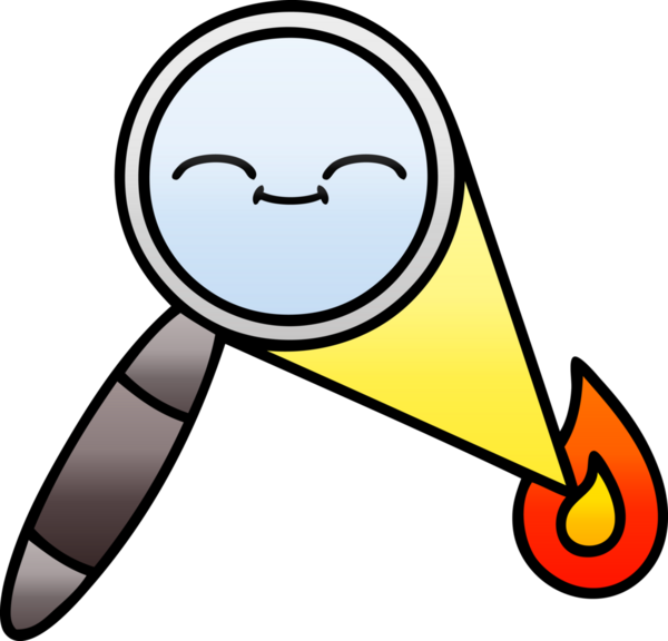 Bir insan tarafından çizilmiş bir büyüteçin gölgelenmiş karikatürü