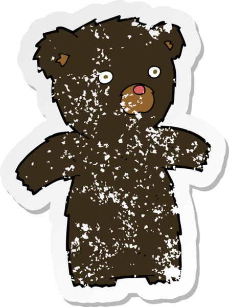 Bir insan tarafından çizilmiş karikatür kara ayısının gerilmiş çıkartması.