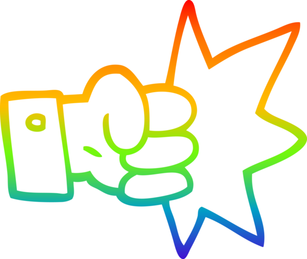 gökkuşağı gradyan çizgi çizimi bir insan tarafından çizilmiş yumruk karikatürü