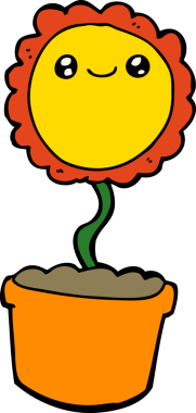 Bir insan tarafından çizilmiş karikatür çiçeği