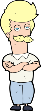 Bir insan tarafından çizilmiş bıyıklı adam.