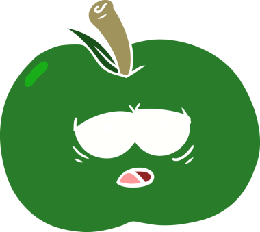 Bir insan tarafından çizilmiş düz renk çizgi film elması