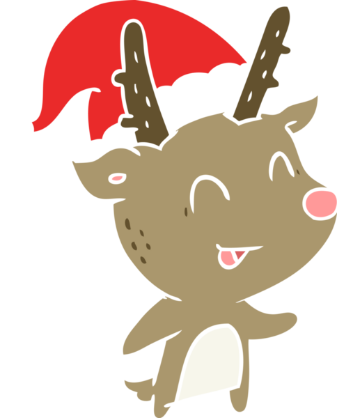 Bir insan tarafından çizilmiş düz renk çizgi film Noel Ren geyiği