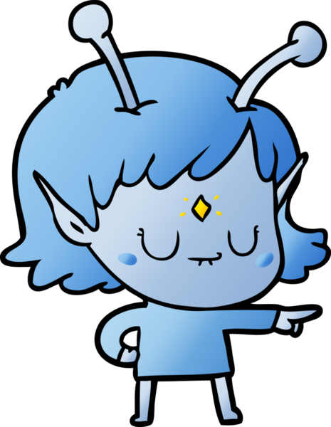 Bir insan tarafından çizilmiş uzaylı kız.