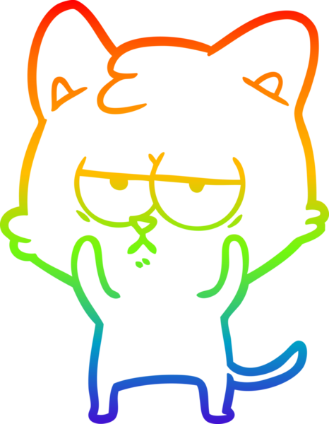 gökkuşağı gradyan çizimi bir insan tarafından çizilmiş sıkılmış çizgi film kedisi