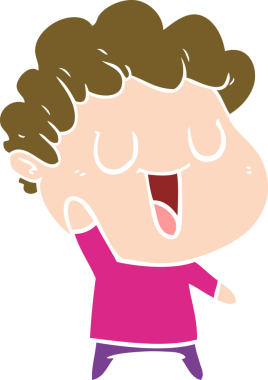 Bir insan tarafından çizilmiş düz renkli karikatür adam.