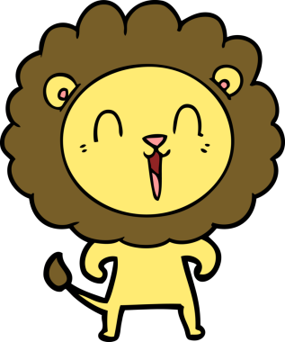 Bir insan tarafından çizilmiş gülen aslan çizgi filmi.