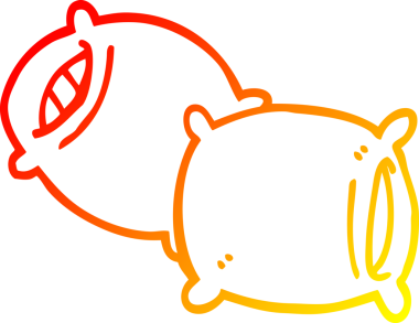 Bir insan tarafından çizilmiş çizgi film yastığının sıcak gradyan çizimi