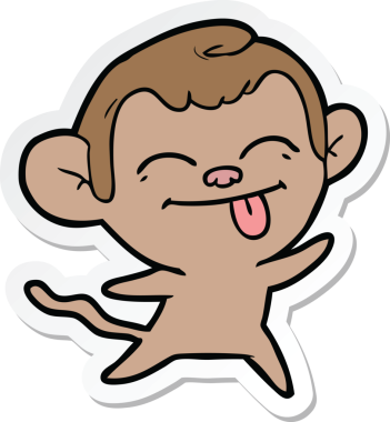 Bir insan tarafından çizilmiş komik bir maymun çıkartması.